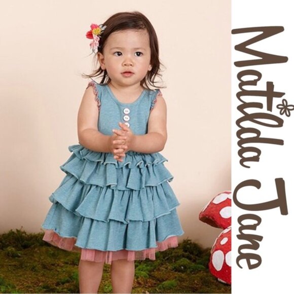 Matilda Jane | Blue Ruffle Little Sprite Dress | Size 6-12 Months - Picture 1 of 10